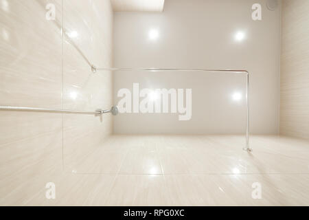 Stretch ceiling bathroom with LED lights, Bathroom, Led Lights. Stock Photo