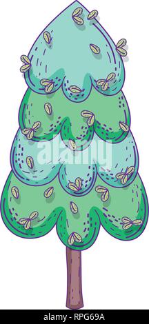 beautiful pine tree fairytale icon Stock Vector