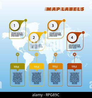 Set of colorful map markerson world map. Vector illustration Stock Vector