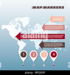 Set of colorful map pointer on world map. Vector illustration Stock Vector