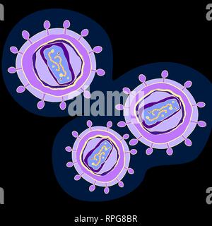 Human immunodeficiency virus on dark background, vector illustration Stock Vector