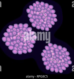 Human papillomavirus on dark background, vector illustration Stock Vector