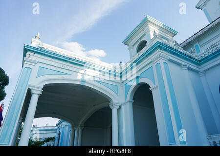 Blue mosque of Sultan Ismail Mosque located in Muar, Johor, Malaysia. The architecture is heavily influences of Western style and Middle Eastern style Stock Photo