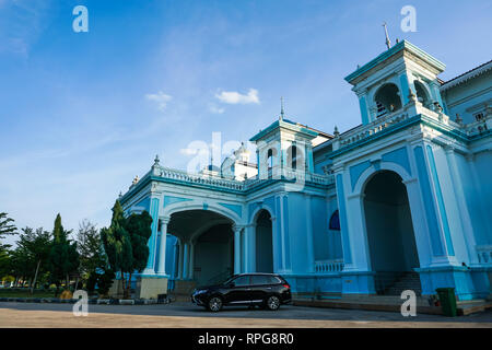 Blue mosque of Sultan Ismail Mosque located in Muar, Johor, Malaysia. The architecture is heavily influences of Western style and Middle Eastern style Stock Photo