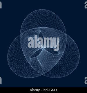 Polygonal wireframe Torus knot. 3D. Vector illustration. Stock Vector