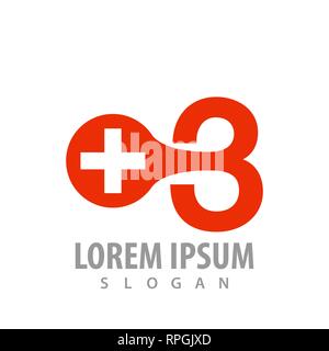 Circle cross and number three logo concept design. Symbol graphic template element Stock Vector