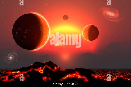 A Distant Red Giant Solar System Stock Photo