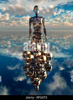 The Progressive Evolution and Development of Robotics. Stock Photo