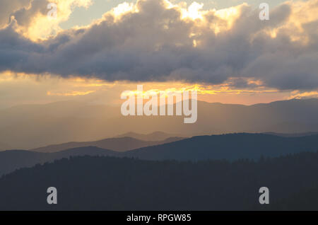 sunset in the smokey mountains Stock Photo