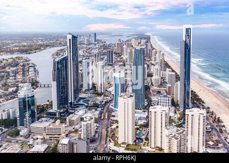 Surfers Paradise high rise skyline in Gold Coast, Queensland, Australia Stock Photo