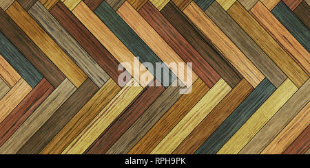 Seamless wood parquet texture (horizontal herringbone colorful) Stock Photo
