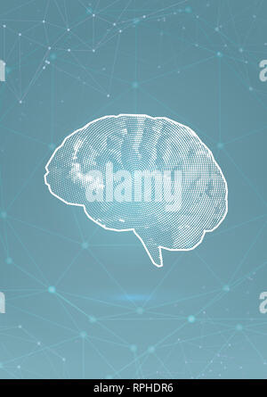 Polygonal vector illustration of a human brain on the palm of a hand ...