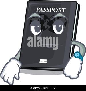 Waiting black passport isolated with the cartoons Stock Vector