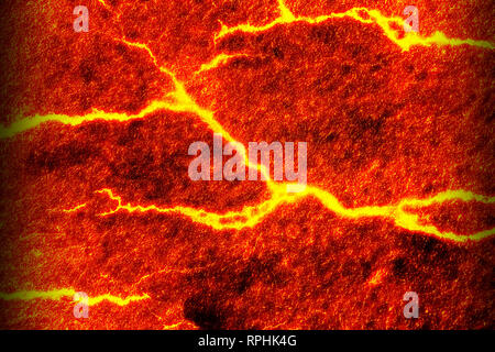 heat red cracked ground texture after eruption volcano Stock Photo