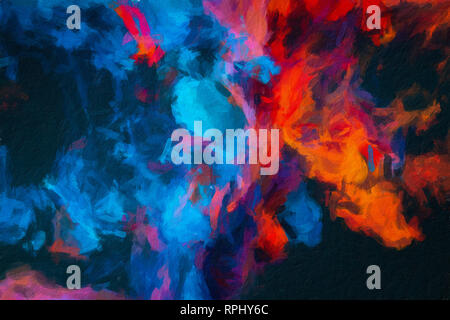 Abstract digital oil painting on canvas full of texture and bright color Stock Photo