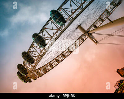 Unique view of the famous whell of London, the eye against the sky background Stock Photo