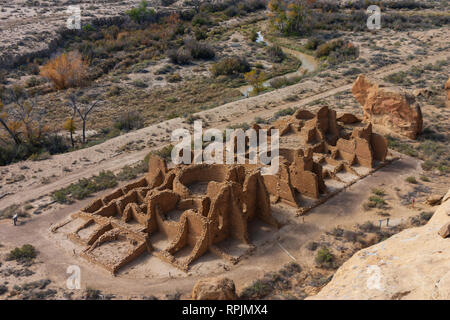 An areal view of Pueblo Bonito at Chaco Canyon, New Mexico Stock Photo