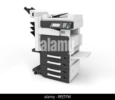 3d office printer on white background Stock Photo