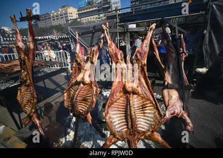 Buenos Aires, Argentina - 20 Aug, 2017: Cooking a traditional South American asado (grill) during the Federal Asado Championship. Stock Photo