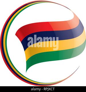 3d ribbon with national flag Mauritius isolated on white background ...