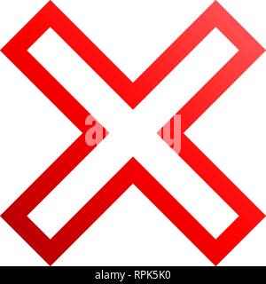 Check marks - red gradient outline cross icon - vector illustration Stock Vector