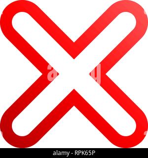 Check marks - red gradient outline cross icon - vector illustration Stock Vector