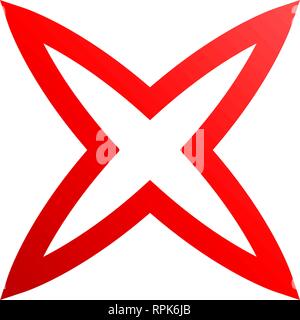 Check marks - red gradient outline cross icon - vector illustration Stock Vector