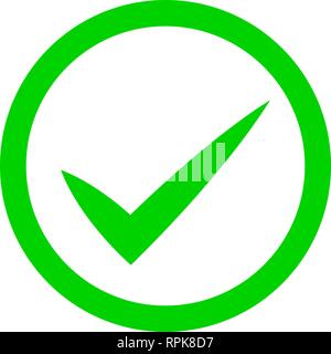 Check marks - green tick icon inside of circle - vector illustration Stock Vector