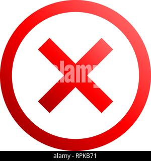 Check marks - red gradient, cross icon inside of circle - vector illustration Stock Vector