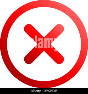 Check marks - red gradient, cross icon inside of circle - vector illustration Stock Vector