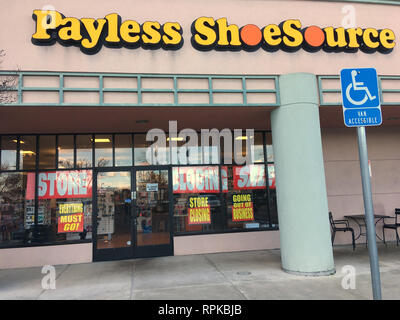 Payless Shoe Source store closing sale in San Jose California. Stock Photo