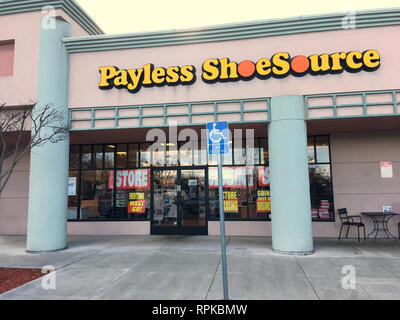 Payless Shoe Source store closing sale in San Jose California. Stock Photo