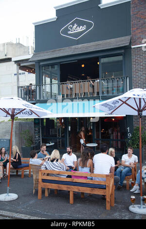 People Socialising at Sotano on Bree Street in Cape Town, South Africa Stock Photo