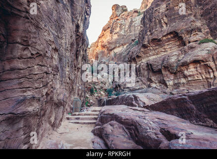 Path to a mountains above Petra historical city of Nabatean Kingdom in Jordan Stock Photo