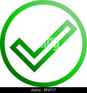 Check marks - green gradient outline, tick icon inside of circle - vector illustration Stock Vector