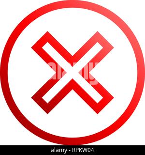 Check marks - red gradient outline, cross icon inside of circle - vector illustration Stock Vector