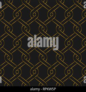 Golden woven fence seamless pattern. Gold color vector illustration. Stock Vector
