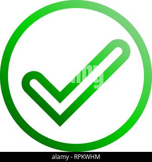Check marks - green gradient outline, tick icon inside of circle - vector illustration Stock Vector