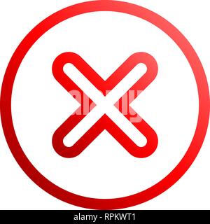 Check marks - red gradient outline, cross icon inside of circle - vector illustration Stock Vector