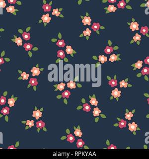 Scattered ditsy flowers seamless vector pattern Stock Vector