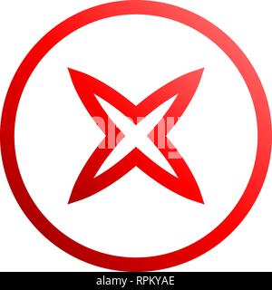 Check marks - red gradient outline, cross icon inside of circle - vector illustration Stock Vector