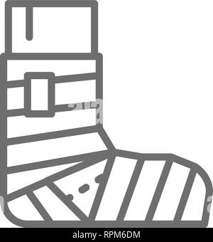 leg cast fracture injury line icon vector illustration Stock Vector ...