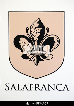 Salafranca Family coat of Arms or ''Important '' people coat of arms or City coat of arms from the city of Alicante.Some go back to the 15th century. Stock Photo