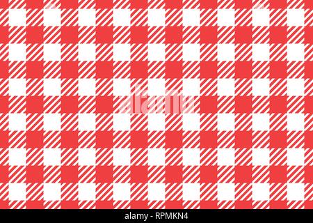 Vector Wide Seamless pattern. Cell background red color fashion cloth cage. Abstract checkered backdrop on white. Stock Vector