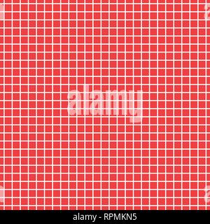 Vector Seamless pattern. Cell thin line background red color fashion cloth cage. Abstract checkered backdrop on white. Stock Vector