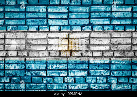 National flag of Argentina on a brick background. Concept image for Argentina: language , people and culture. Stock Photo