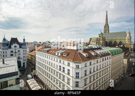 Aerial view of central Vienna with Stephansdom in the background, Austria, Europe Stock Photo