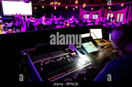 Johannesburg, South Africa, 23 October -2018: Mixing desk at large event. Stock Photo
