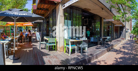 Johannesburg, South Africa, 19 October -2018: View of cafe in fashionable neighborhood. Stock Photo