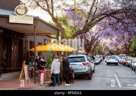 Johannesburg, South Africa, 19 October -2018: View of cafe in fashionable neighborhood. Stock Photo